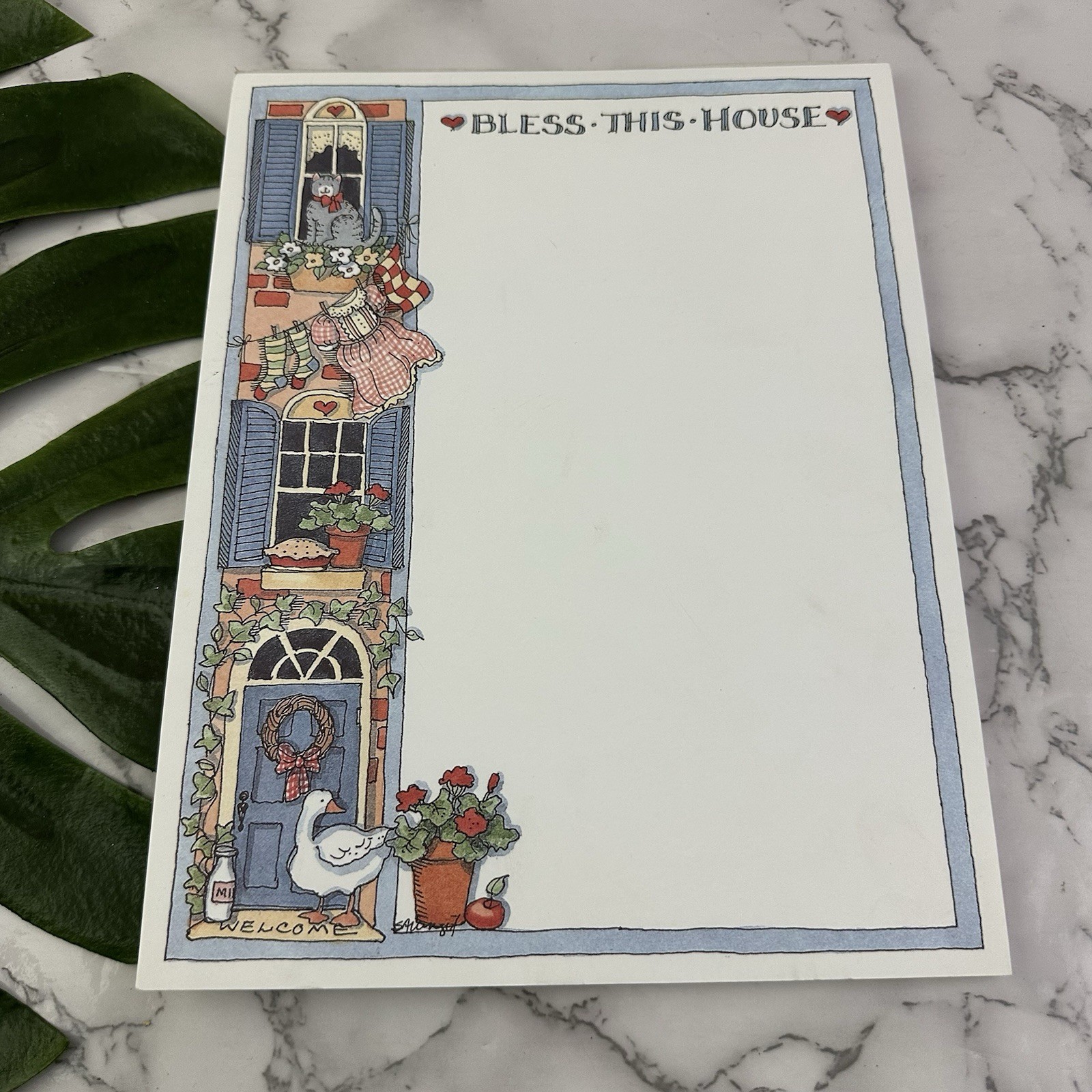 Main Street Press Vintage 90s Letter Pad Blank Note Paper Country Goose Cat