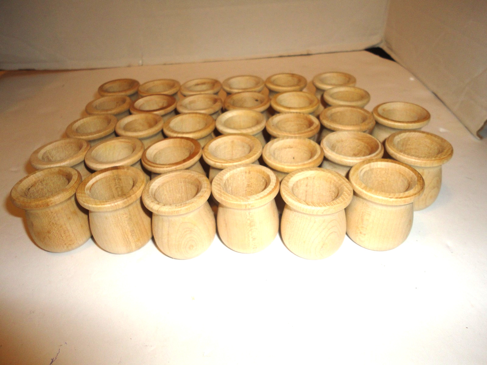 Lot of 32 Unfinished Wood Candle Cups 1.5 in. High .75 in. Opening