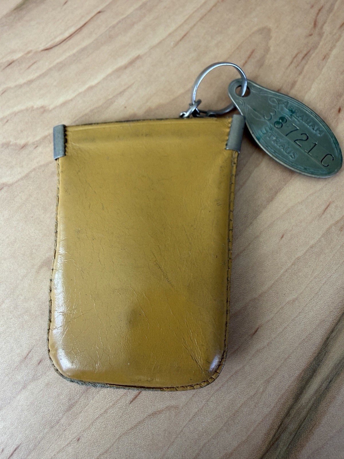 Vtg Abraham & Straus Brooklyn NY Key Case Cowhide Leather West Germany Metal Tag