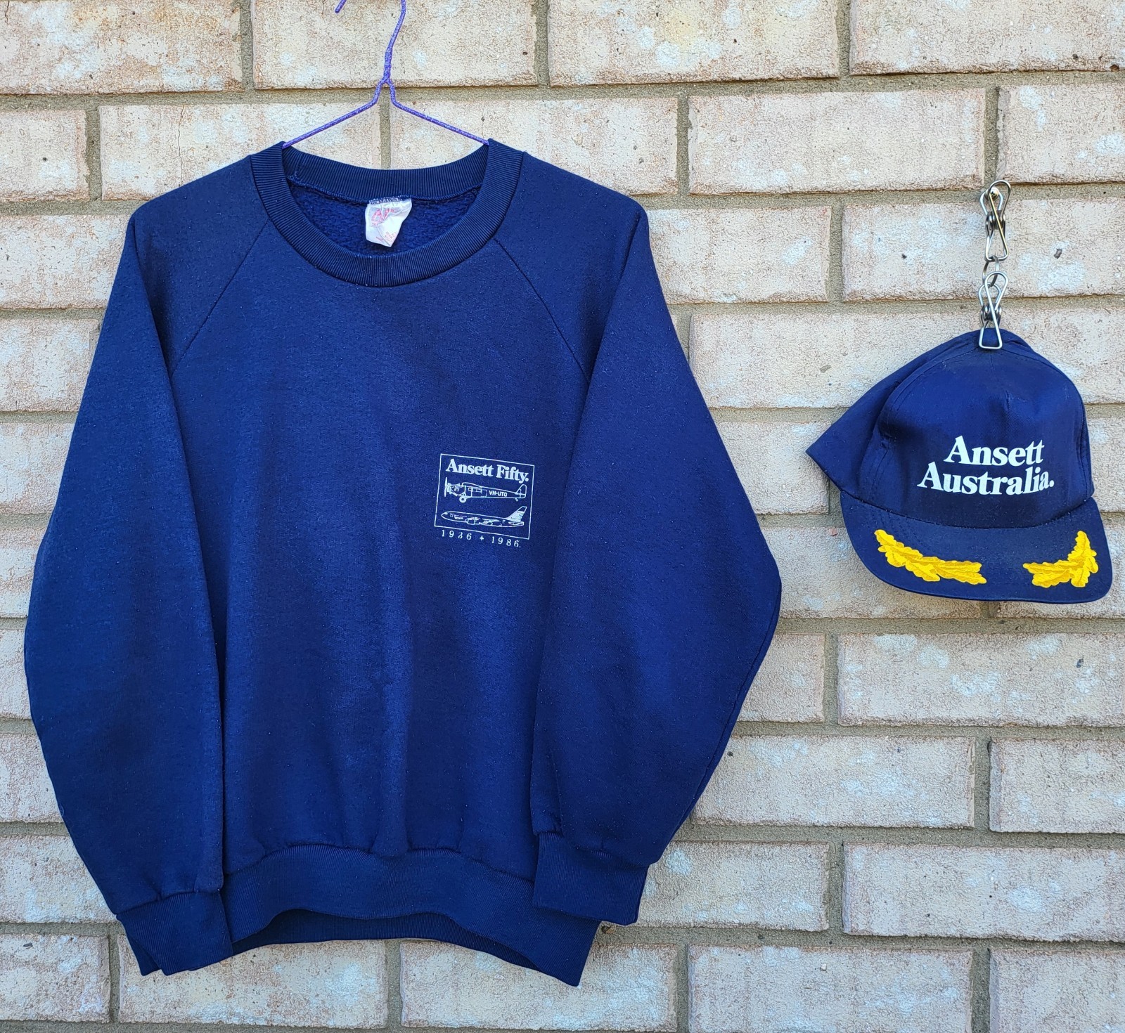 Vintage Ansett Australia Sweater And Hat Rare One Of A Kind Collectible Items