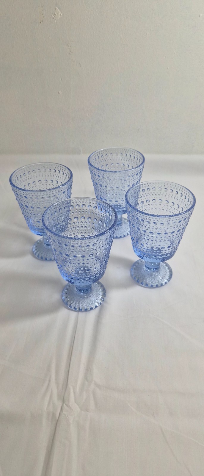 Vintage Littala Kastehelmi universal glass set of 4 in blue Vintage Littala Kastehelmi universal glass set of 4 in blue