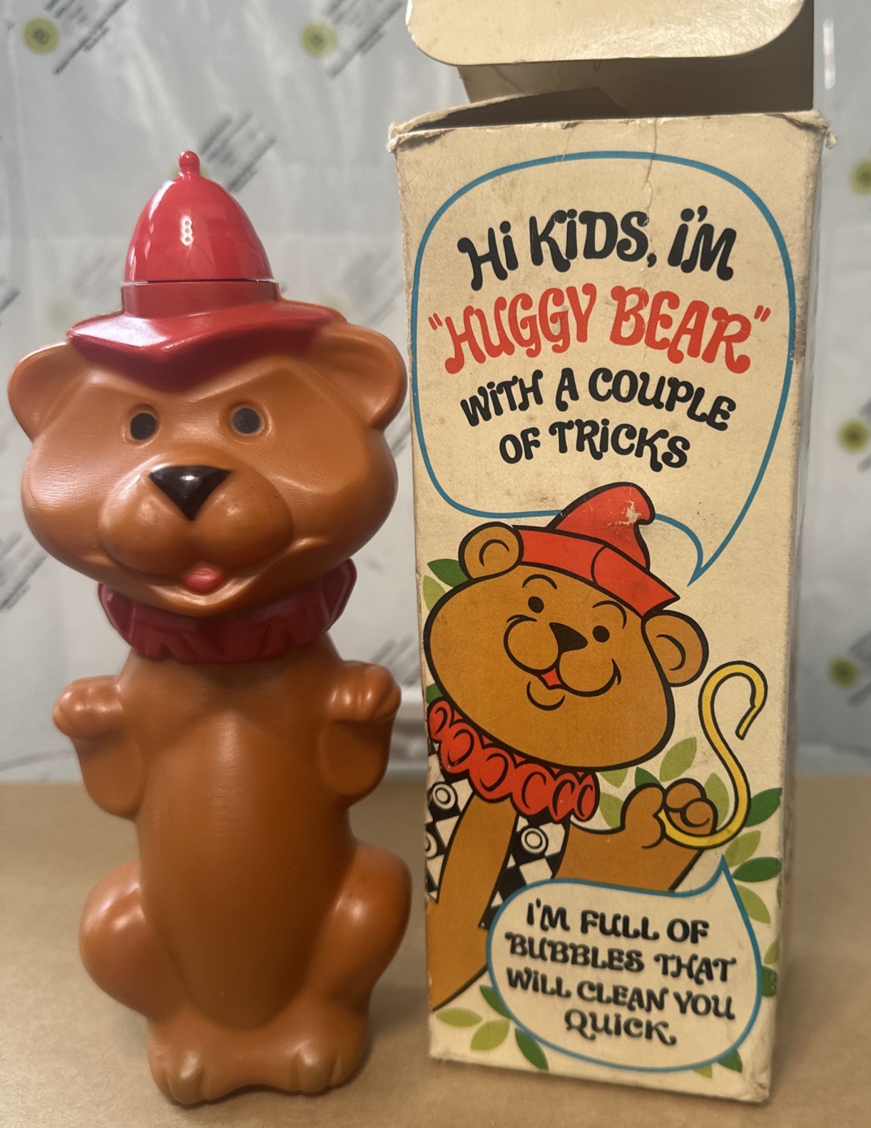 Vintage 1970 Avon “Huggy Bear” Kid’s Bubble Bath Decanter And Box (Empty)