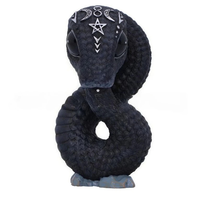 Serpent Occult Figurine 4 Inch Gothic Pentagram Crescent Moon Resin Decor