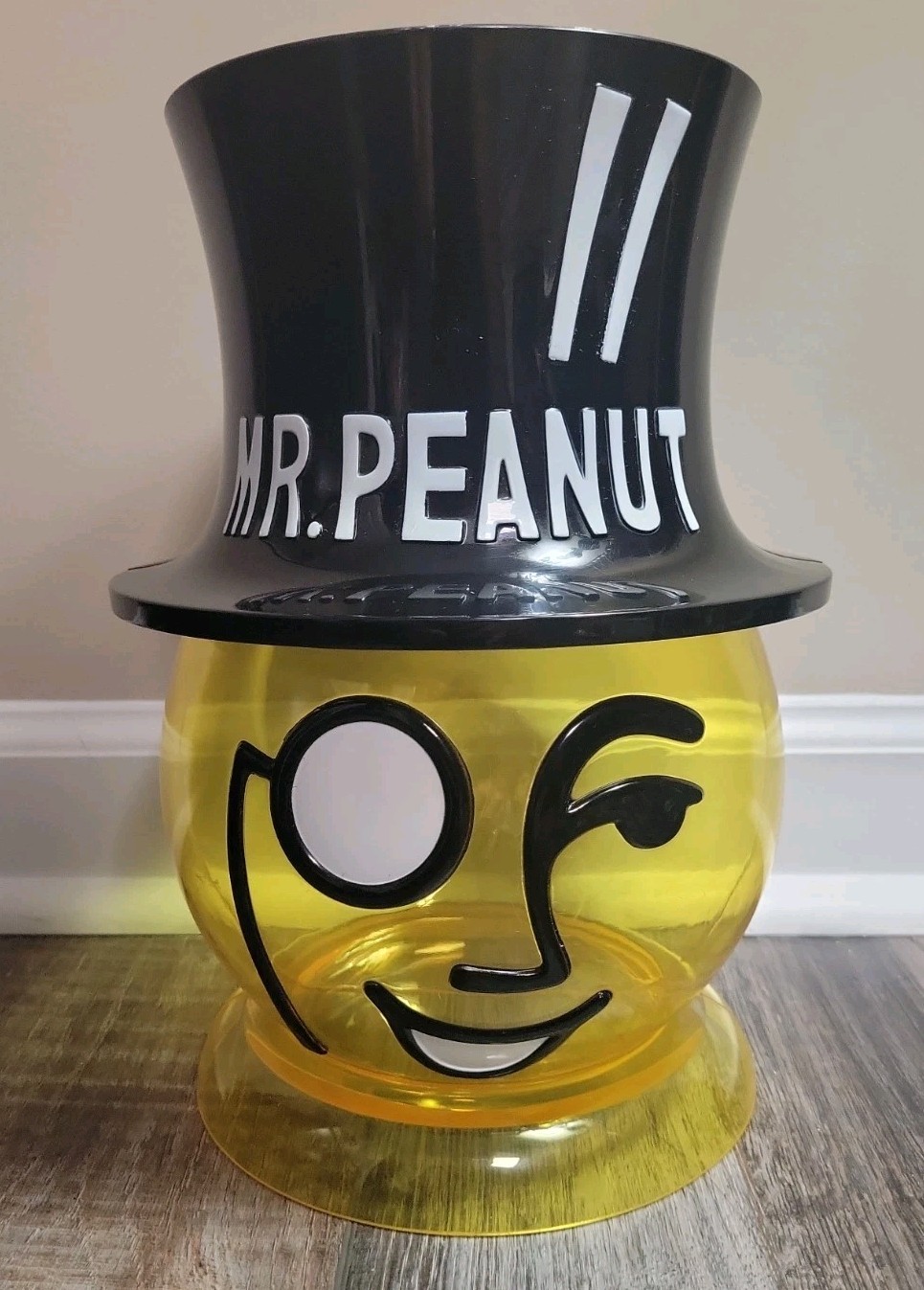 Vintage Plastic Advertising Mr Peanut Counter Display Container w/ Top Hat 11” Vintage Plastic Advertising Mr Peanut Counter Display Container w/ Top Hat 11”