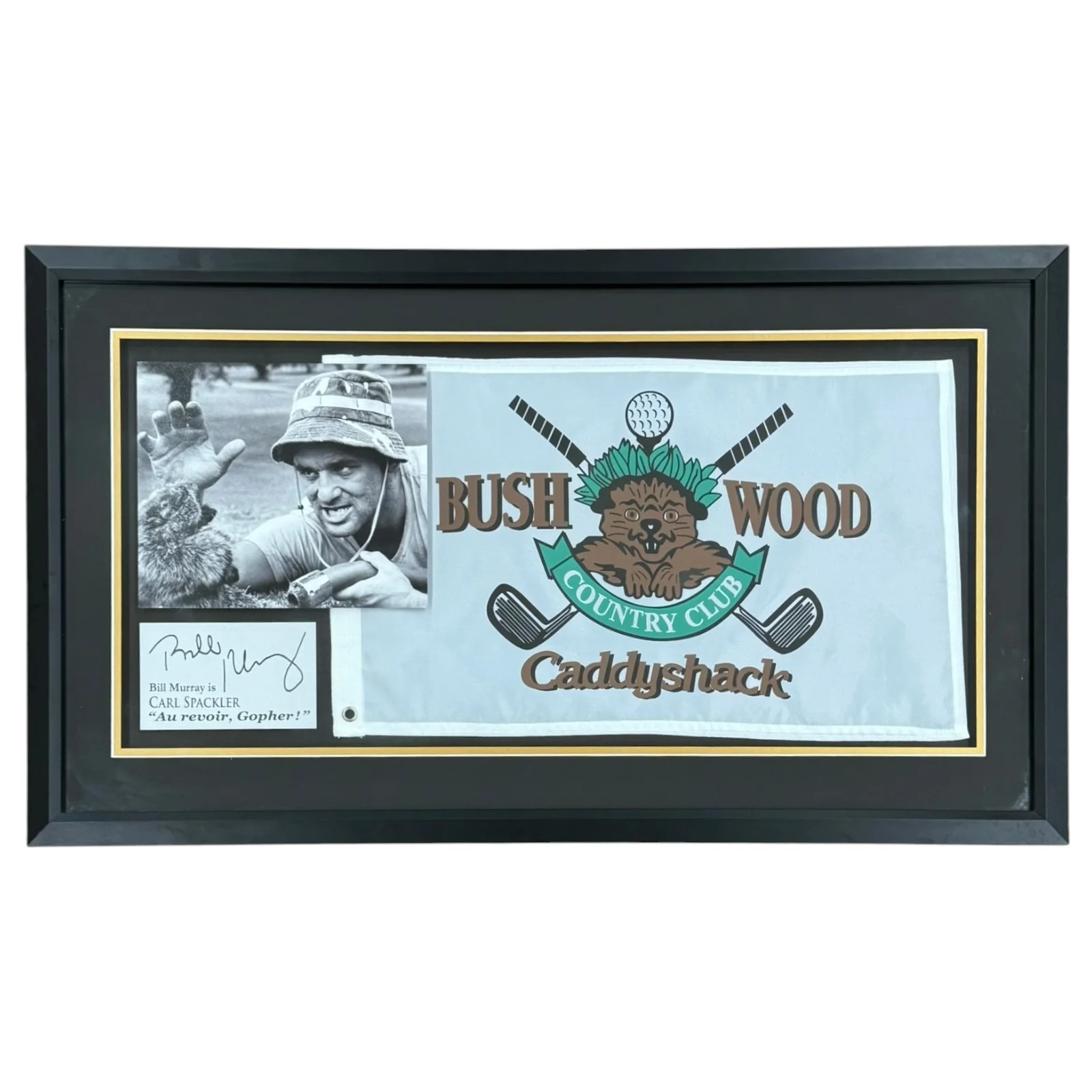 Bushwood Country Club Caddyshack Deluxe Framed Golf Pin Flag with Photo - Unsign