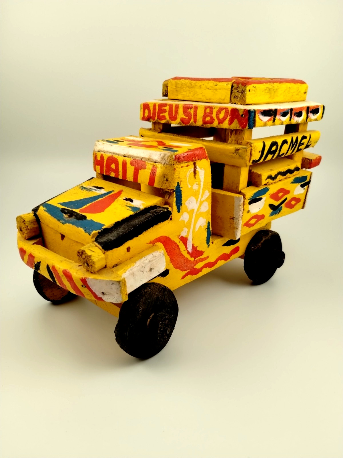 vtg~HAITIAN FOLK ART~Handmade Toy Truck~Haitian Creole 