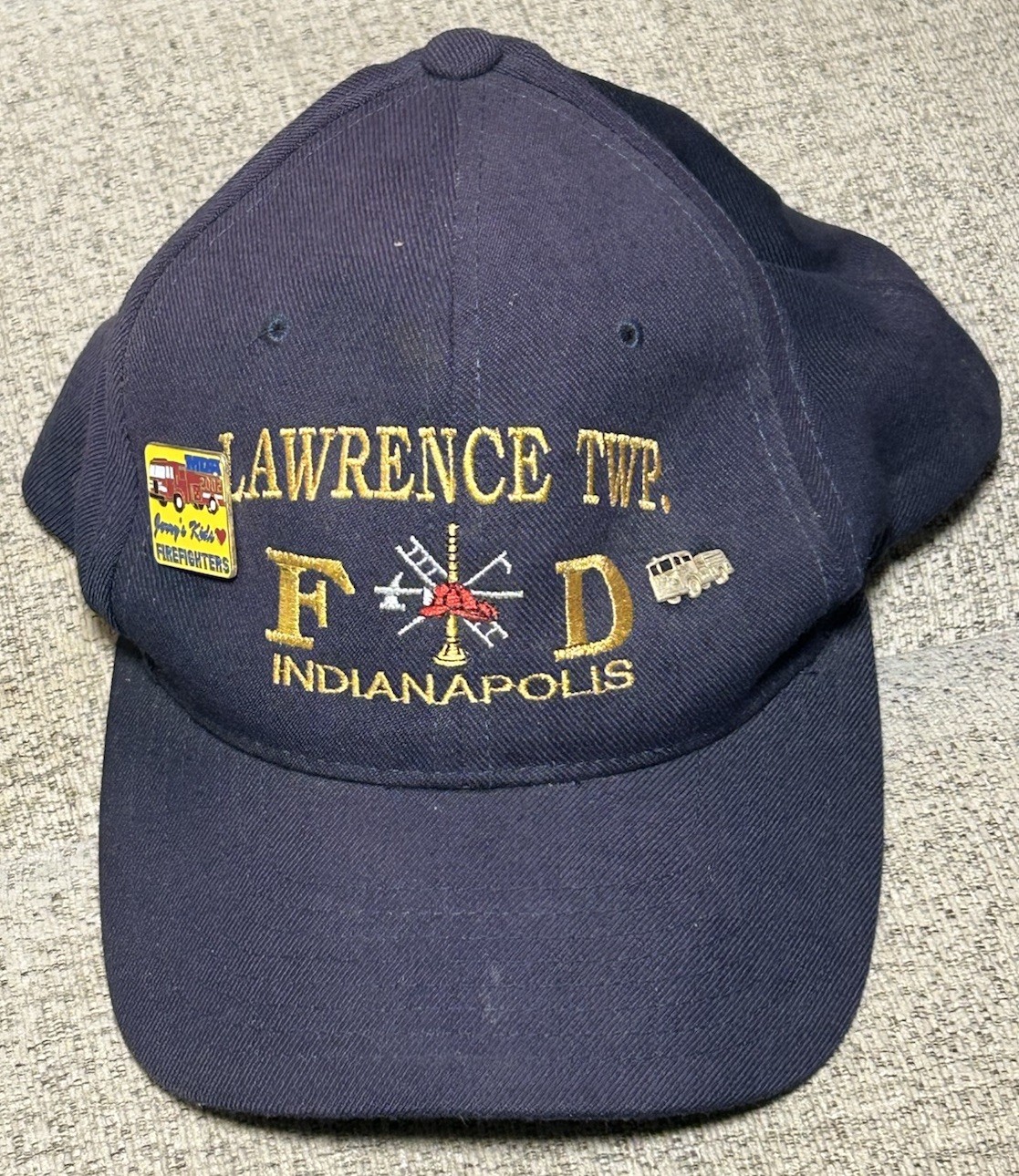 Vintage Lawrence Twp Fire Department Indianapolis Hat Cap 2002 MDA Pin Yupoong