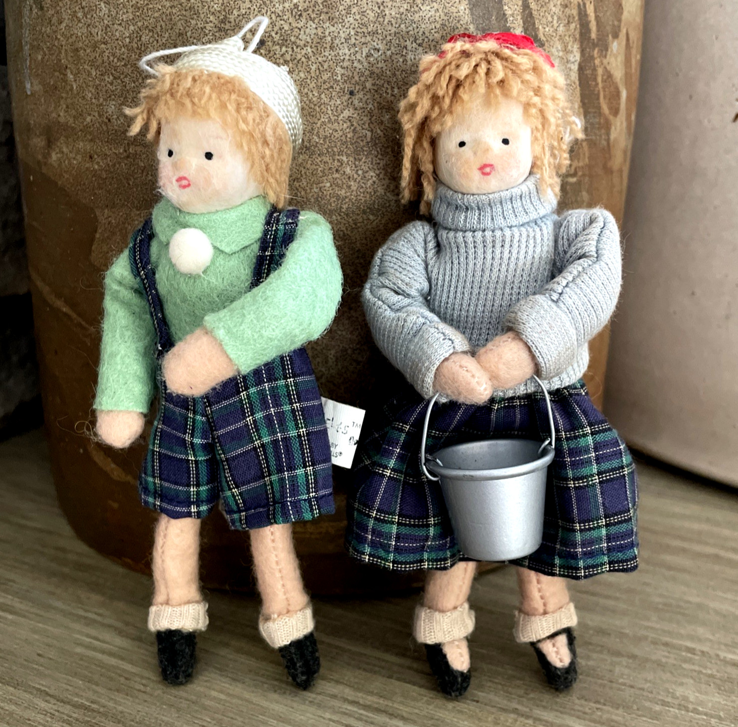 VTG Midwest Cannon Falls Heart Felts Jack Jill Nursery Rhyme Doll Ornaments 5\