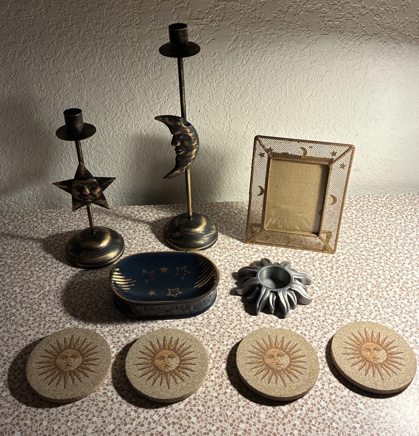 Huge Vintage Stars Moon Sun Lot Celestial Frame Bathroom Decor Candlesticks Huge Vintage Stars Moon Sun Lot Celestial Frame Bathroom Decor Candlesticks