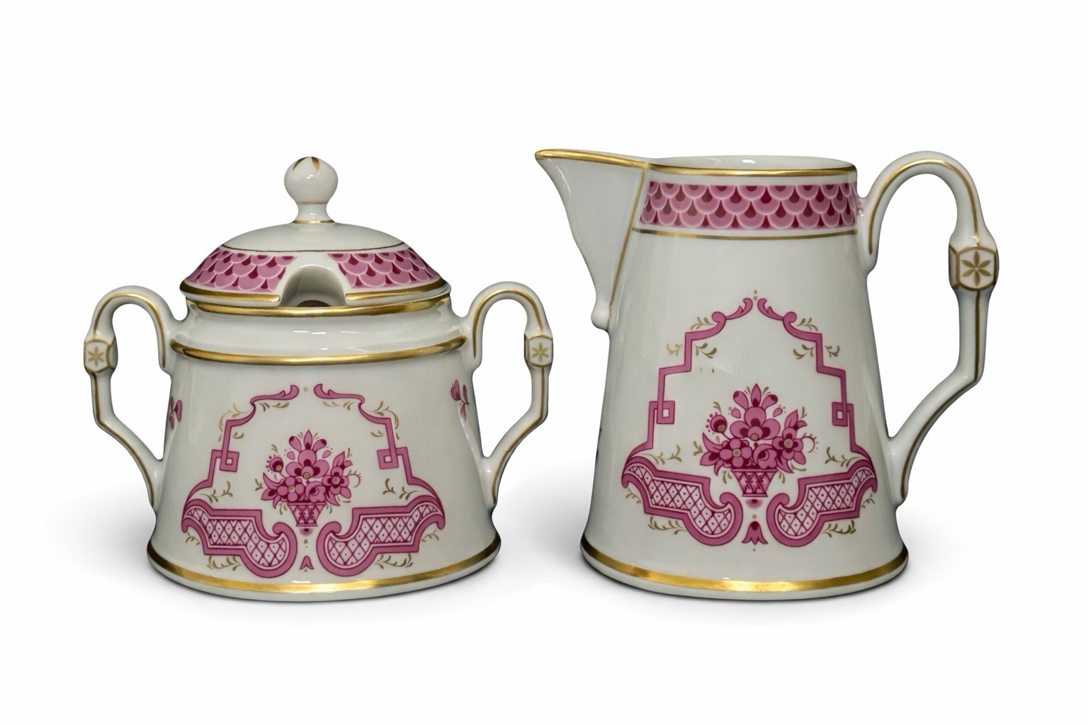 Heinrich H&C Selb Bavaria Classic Höchst Sugar Bowl & Creamer Gold Germany