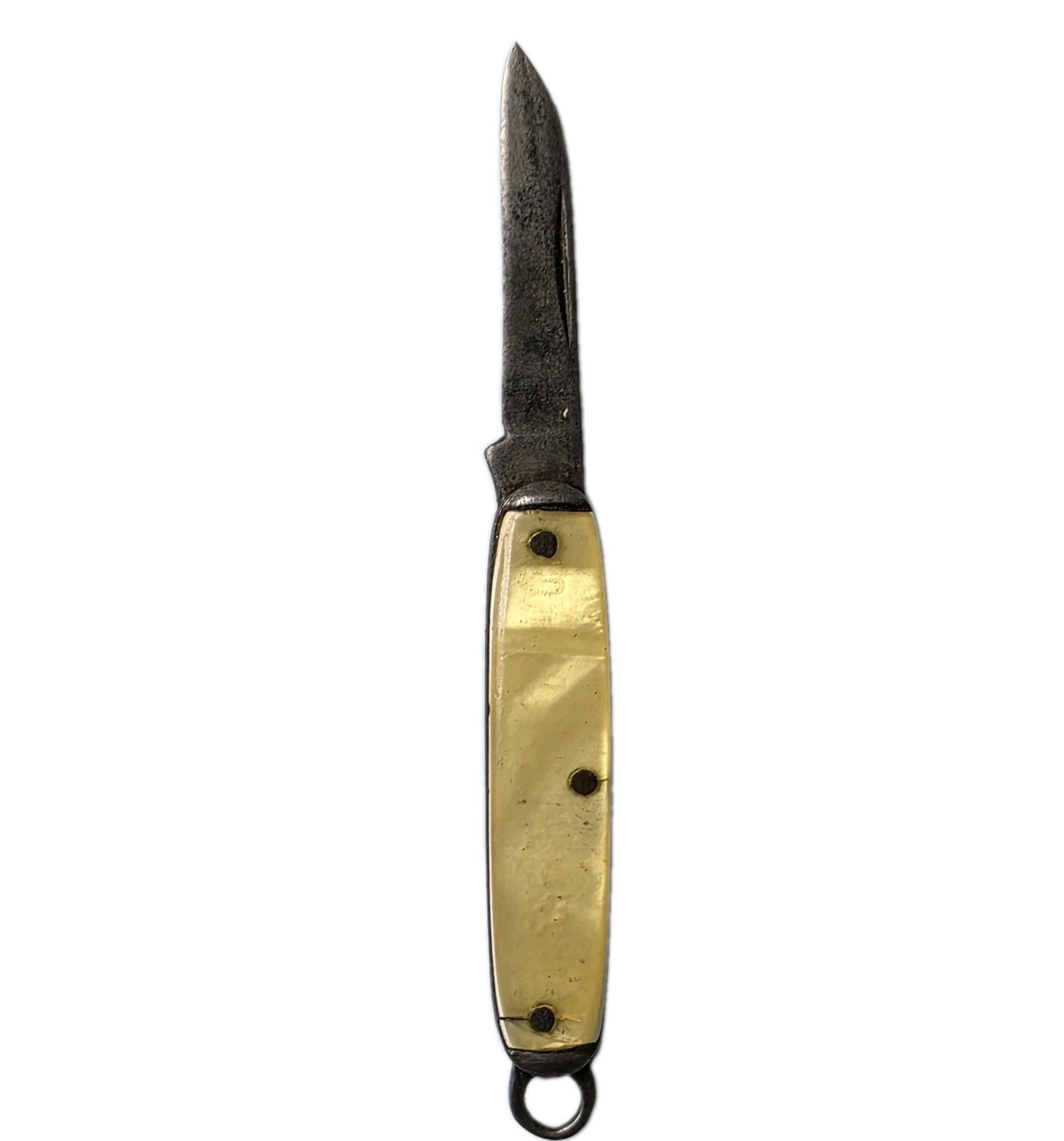Vtg Antique Miniature Pocket Knife Keychain Mother of Pearl Celluloid 1 Blade