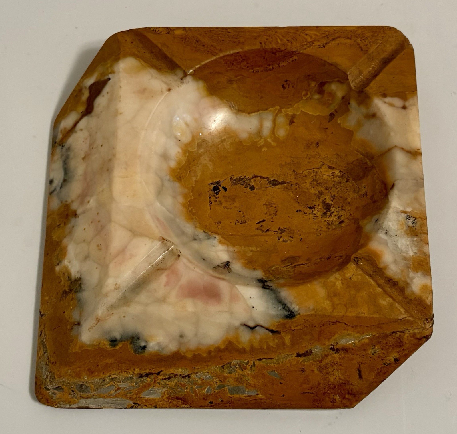 Greek Marble Trapezoid Ashtray MCM Made In Greece Sculpture Vintage Barware