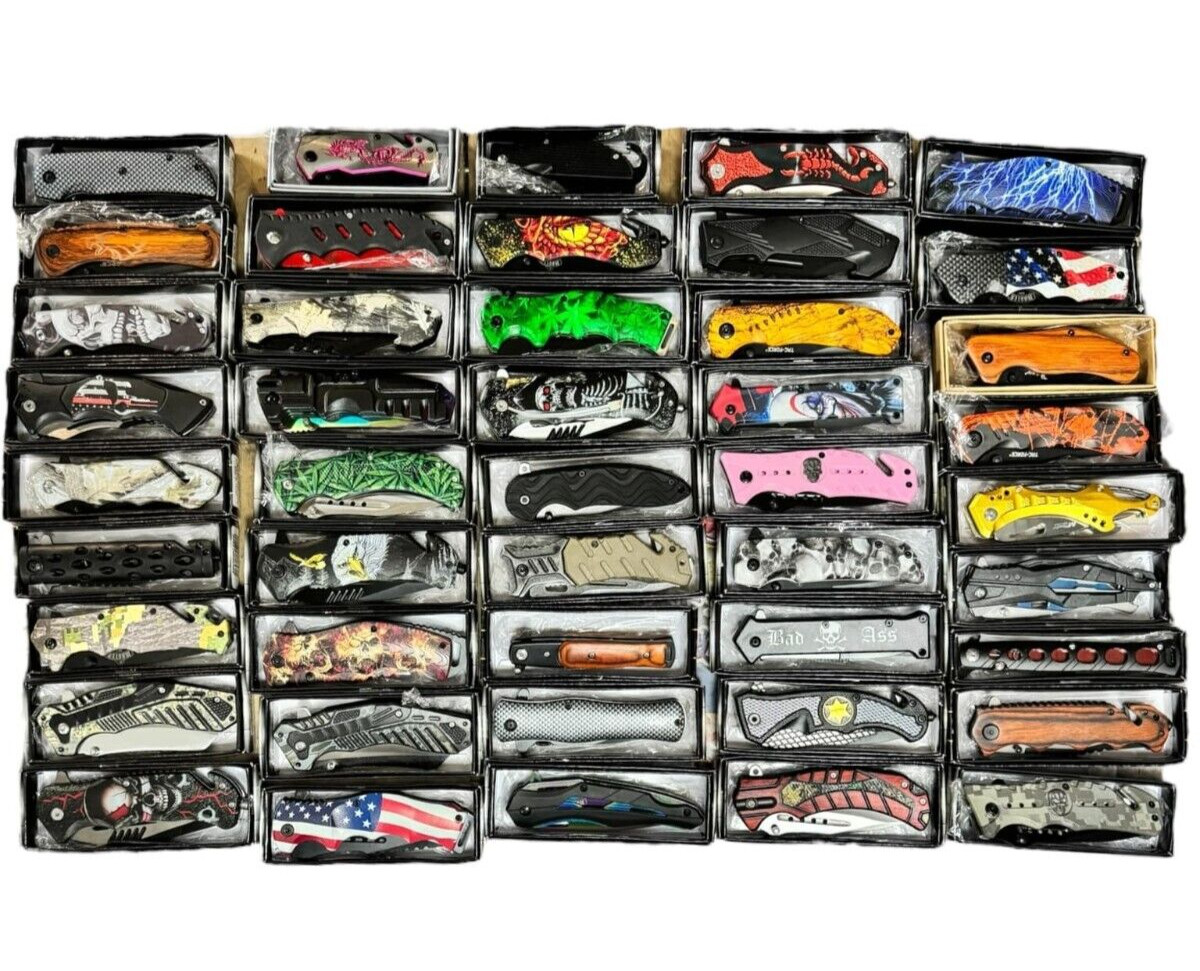 LOT OF 45 Spring Assisted pocket knife Collectible Design Wholesale Knives AS-IS LOT OF 45 Spring Assisted pocket knife Collectible Design Wholesale Knives AS-IS
