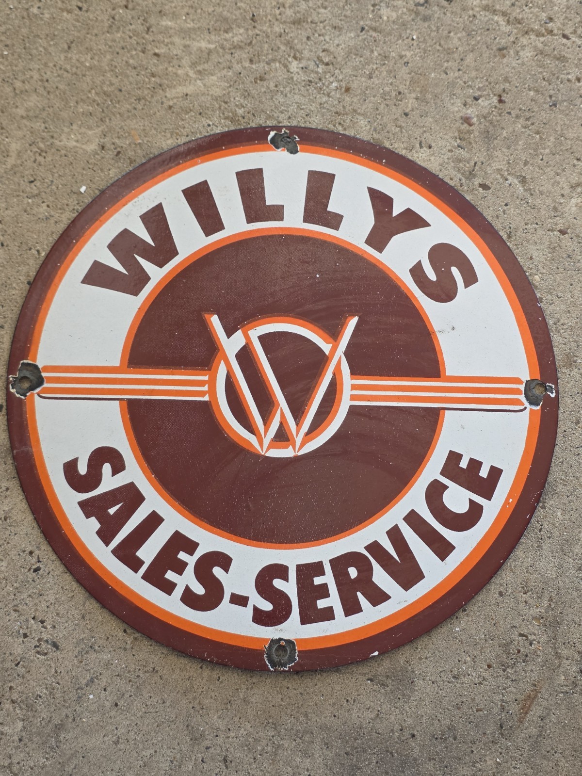  VINTAGE WILLYS-OVERLAND JEEP PORCELAIN SIGN \