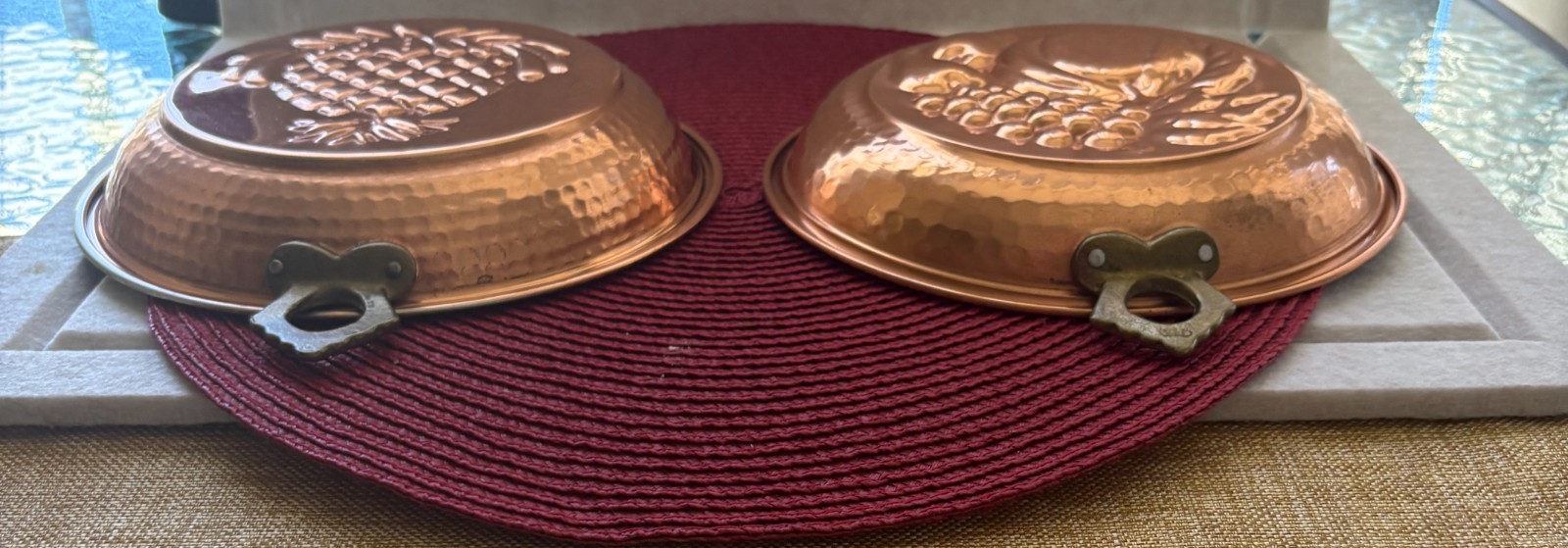 Lot of TWO Vintage Copper Plated Baking Jello Mold Patina Metalware 10