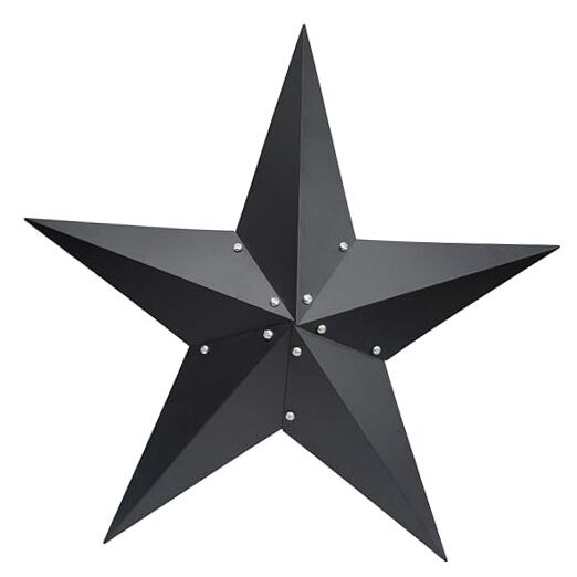 Qobumy 36Inch Large Metal Barn Star-Black Barn Star Outdoor 36\