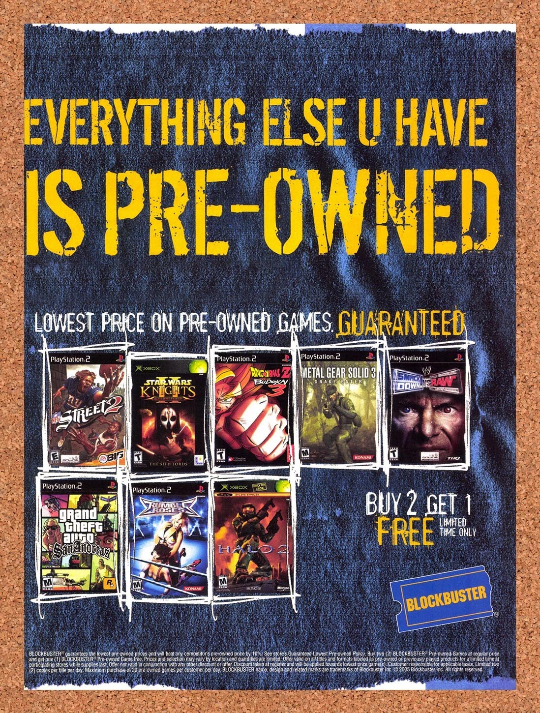 2005 Blockbuster PS2 Game Rentals Original Advertisement / Retro Promo v2