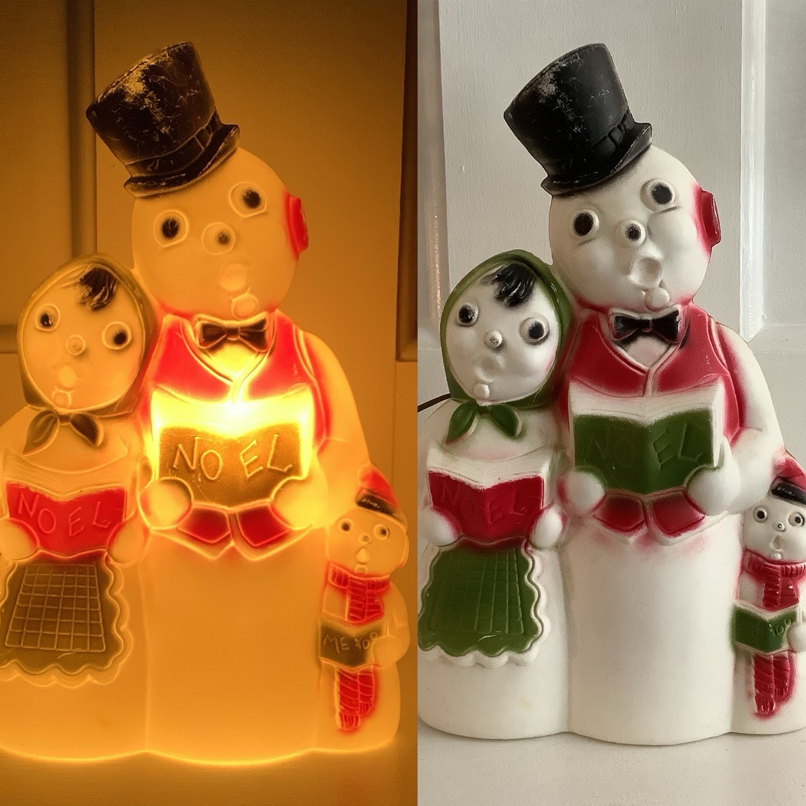 RARE 1960’s Empire Blow Mold Snowman Family Noel Carolers Christmas Decor RARE 1960’s Empire Blow Mold Snowman Family Noel Carolers Christmas Decor