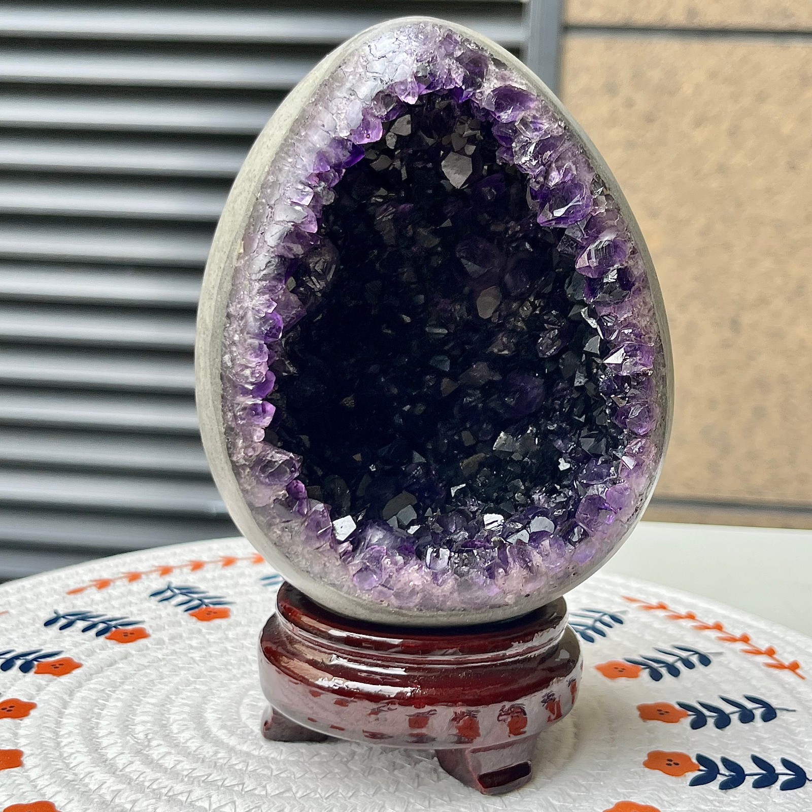 2.8 lb  Amethyst Geode Egg Purple Druzy Display Collectible Decor Piece