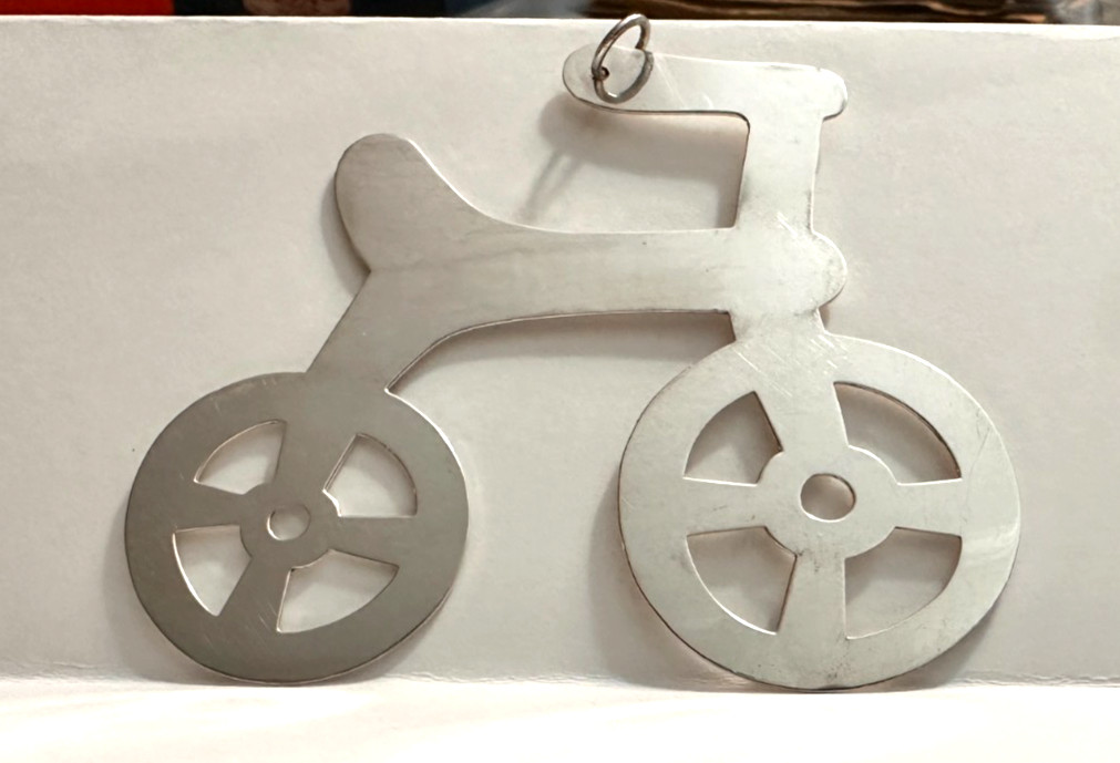 RETIRED JAMES AVERY STERLING SILVER BICYCLE CHRISTMAS ORNAMENT LARGE 4\