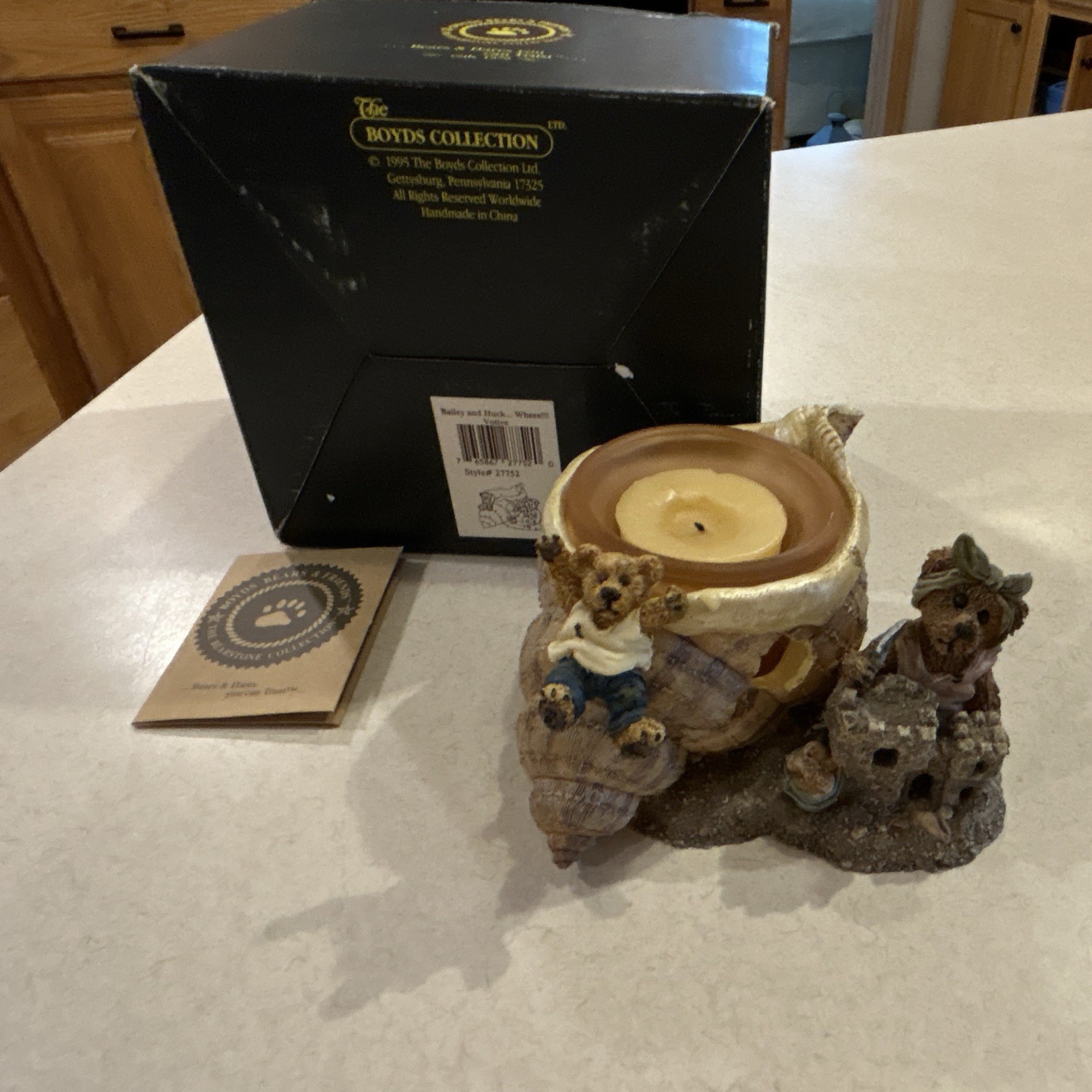 Boyds Bear Figurine Candle Holder Resin Painted Multicolor Boxed 1995