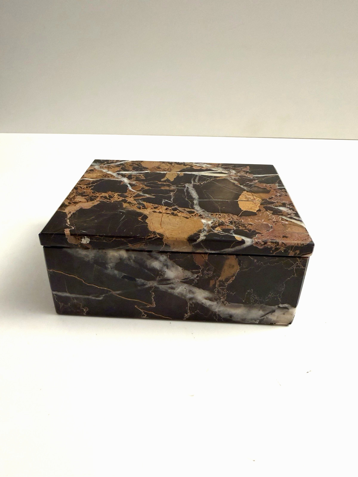 Vtg Pier 1 Marble Trinket Stash Box Vintage Heavy Marble-5\