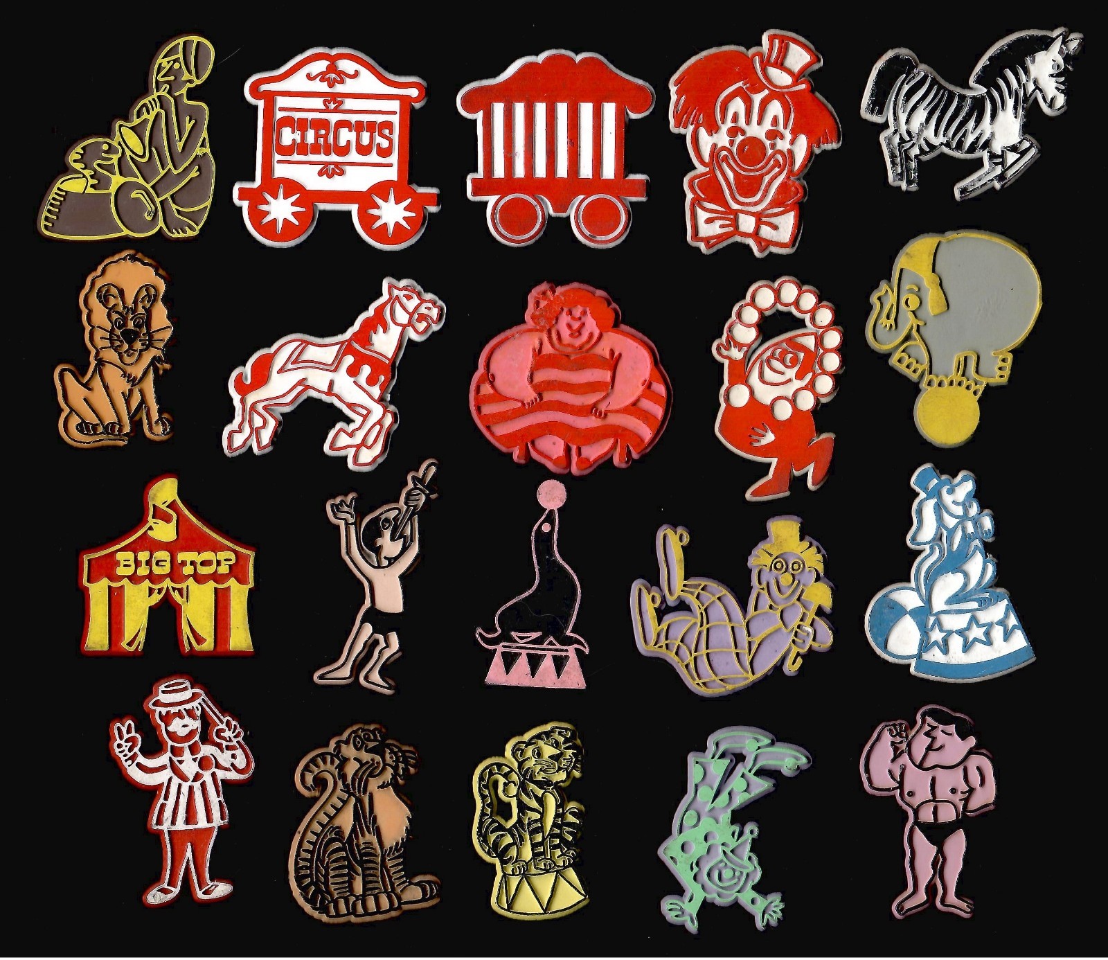 20x Circus Lot Vtg Rubber Flexible Fridge Magnet Novelty '70s