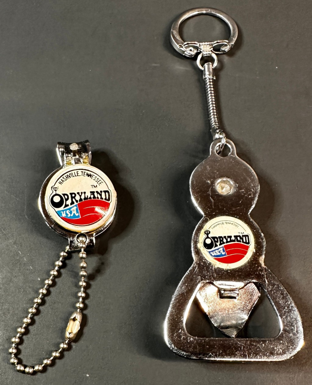 Vintage Opryland USA Souvenir Clippers & Bottle Opener Keychains Nashville, TN