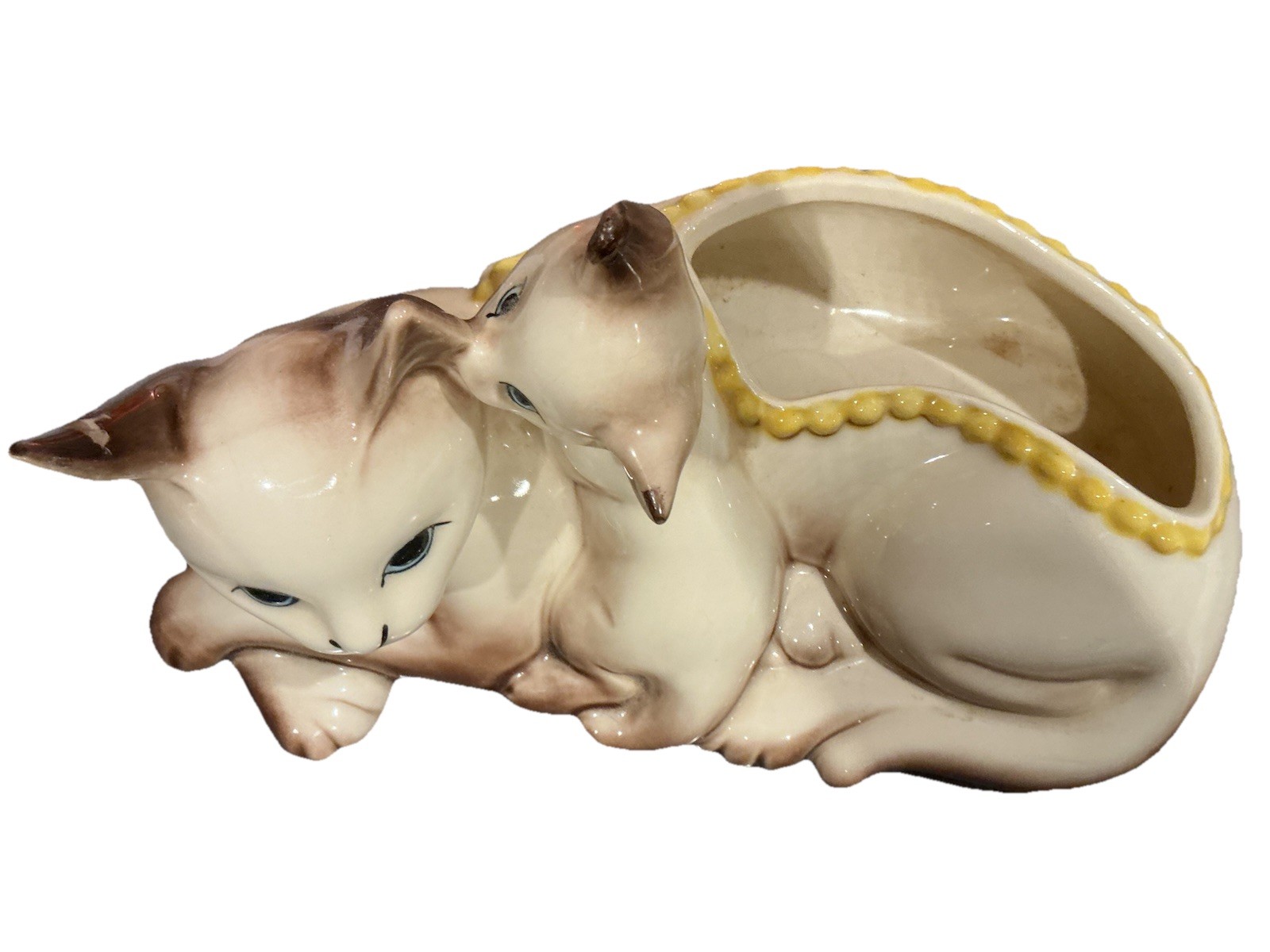 Vintage 1963 HULL POTTERY Siamese Mother Cat & Kitten Planter Figure Home Decor Vintage 1963 HULL POTTERY Siamese Mother Cat & Kitten Planter Figure Home Decor
