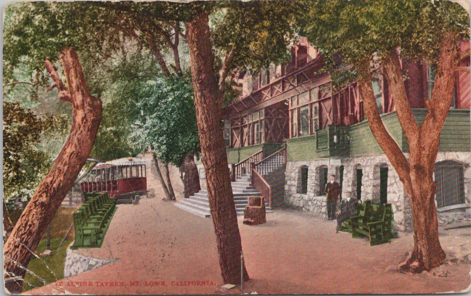 Lithograph PC Mt. Lowe California View at the Alpine Tavern Cairo Egypt Postmark