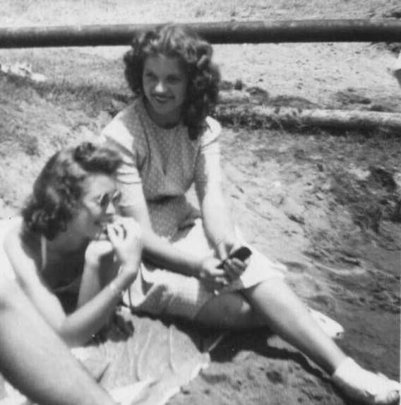 4O Photograph Beautiful Women 1941 Laying In Sand On Beach Lovely Ladies 