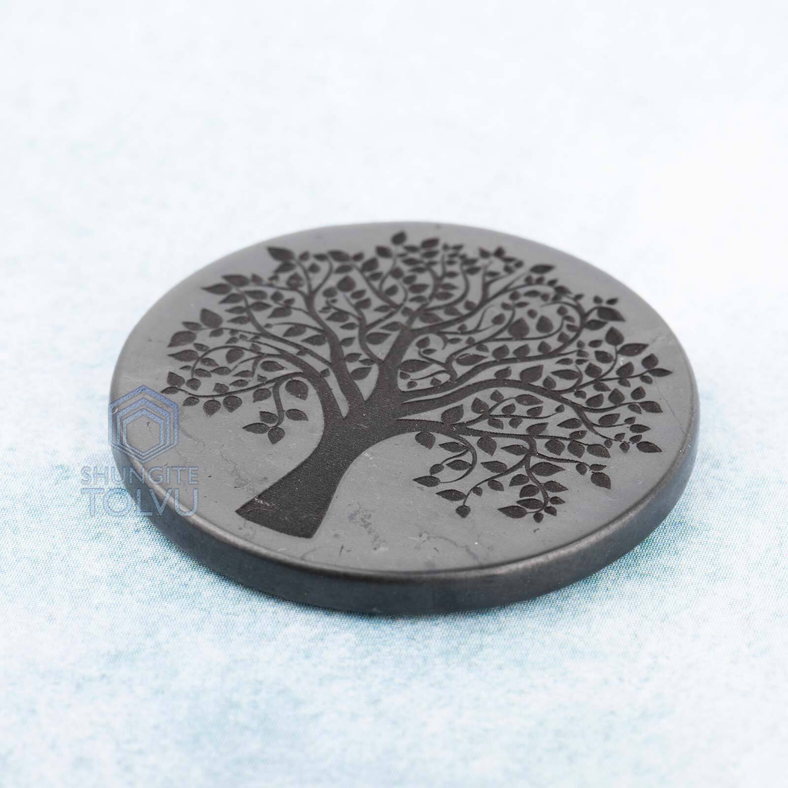 Shungite - EMF Protection Stone For Phone - Engraved Round Sticker 1.2 inches