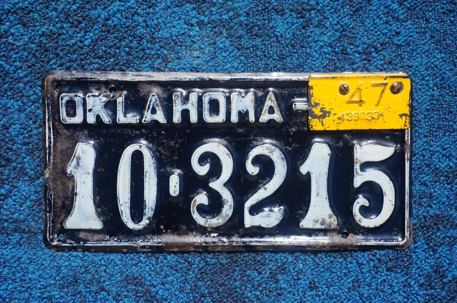 1946 1947 OKLAHOMA License Plate With Validation Tab