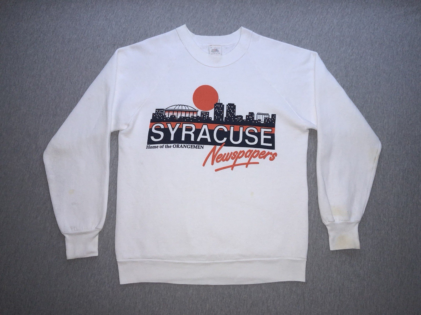 Vintage Syracuse Newspapers Orangemen Sweatshirt Unisex Medium USA Made