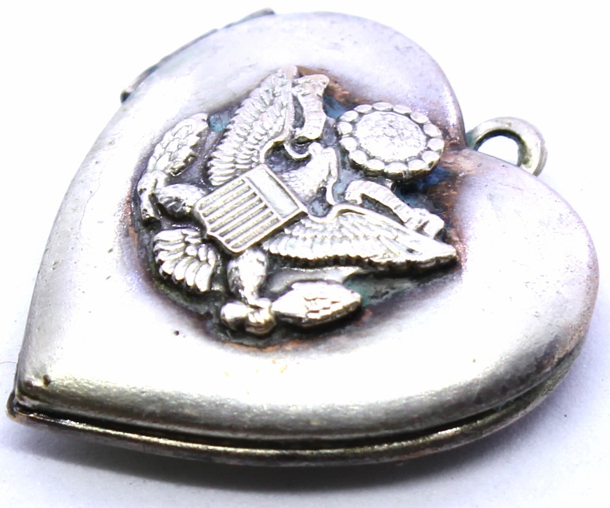 SWEETHEAR US Army Military Charm EAGLE Heart LOCKET DOUBLE PHOTO