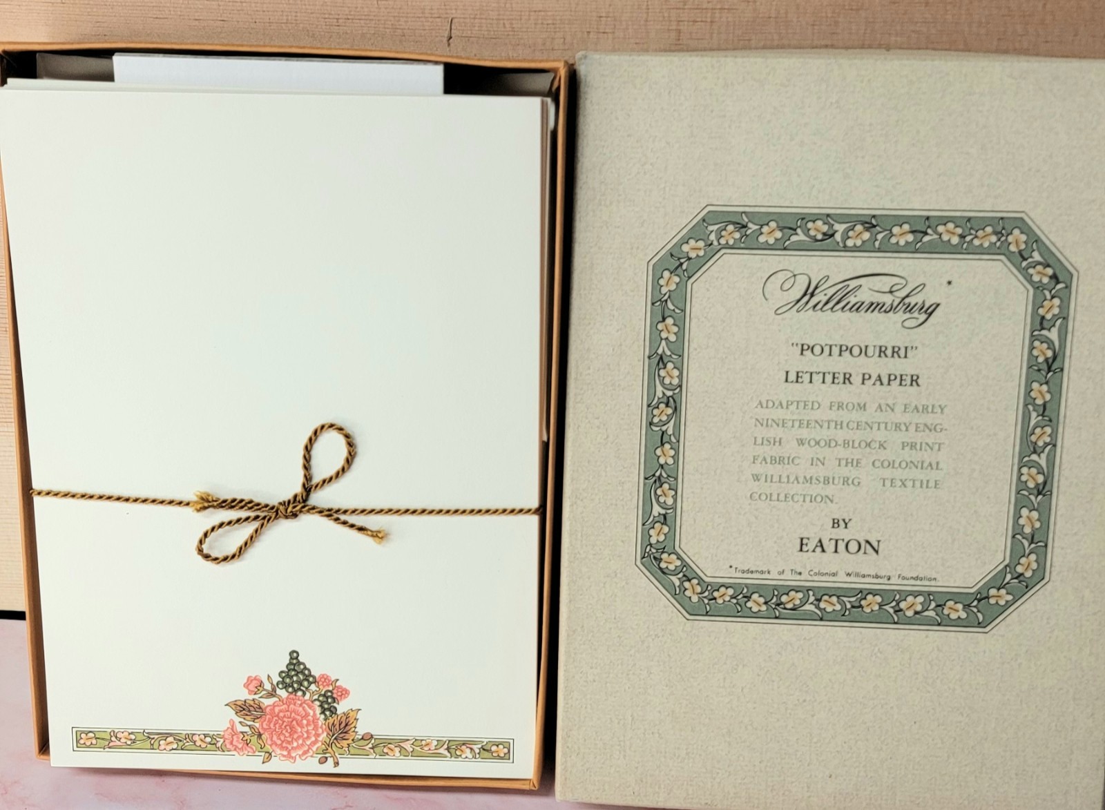 Williamsburg Letter Potpourri Paper Stationery New In Box Vintage