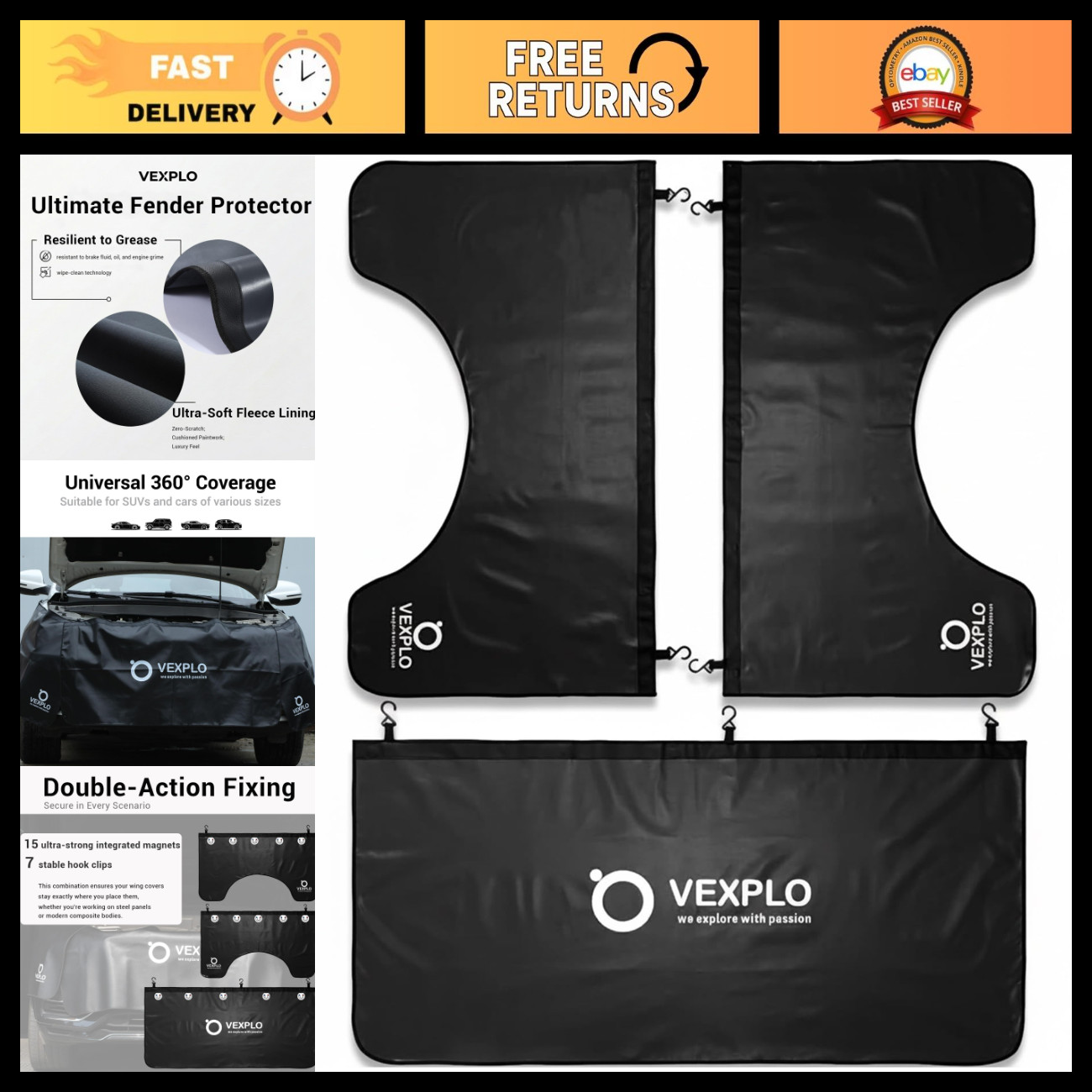 3 Pcs Magnetic Car Fender Protector Covers for Mechanics - Auto Body Repair Tool