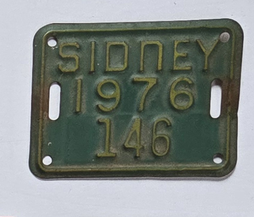 1976 SIDNEY, MONTANA BICYCLE LICENSE PLATE TAG 146 1976 SIDNEY, MONTANA BICYCLE LICENSE PLATE TAG 146