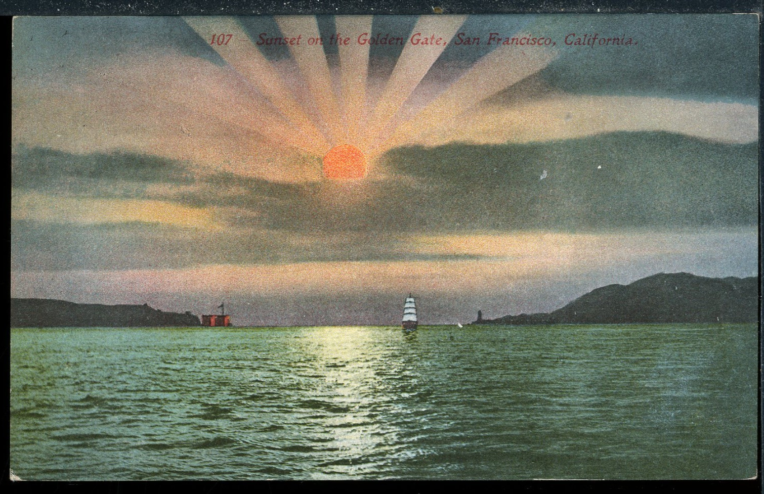 1912 Sunset Golden Gate San Francisco California Mitchell 107 Postcard A2363 1912 Sunset Golden Gate San Francisco California Mitchell 107 Postcard A2363