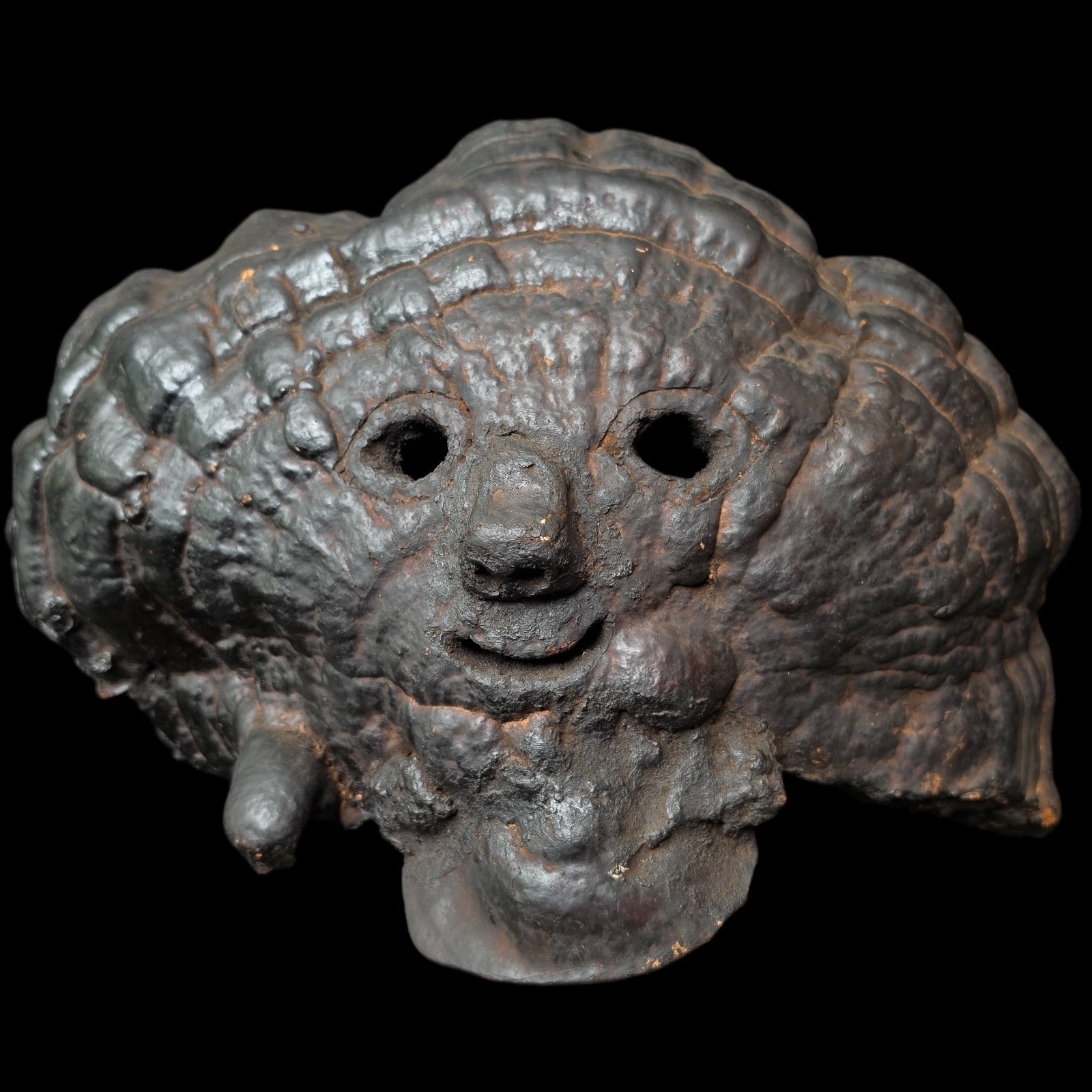 Nepal Mushroom Mask Tribal Figur Folk Art Wall Sculpture Ethnographic Decor 13\