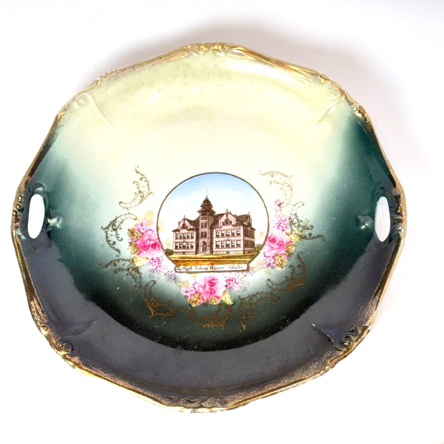 WEISER High School ID IDAHO Antique Souvenir China TRINKET DISH PLATE