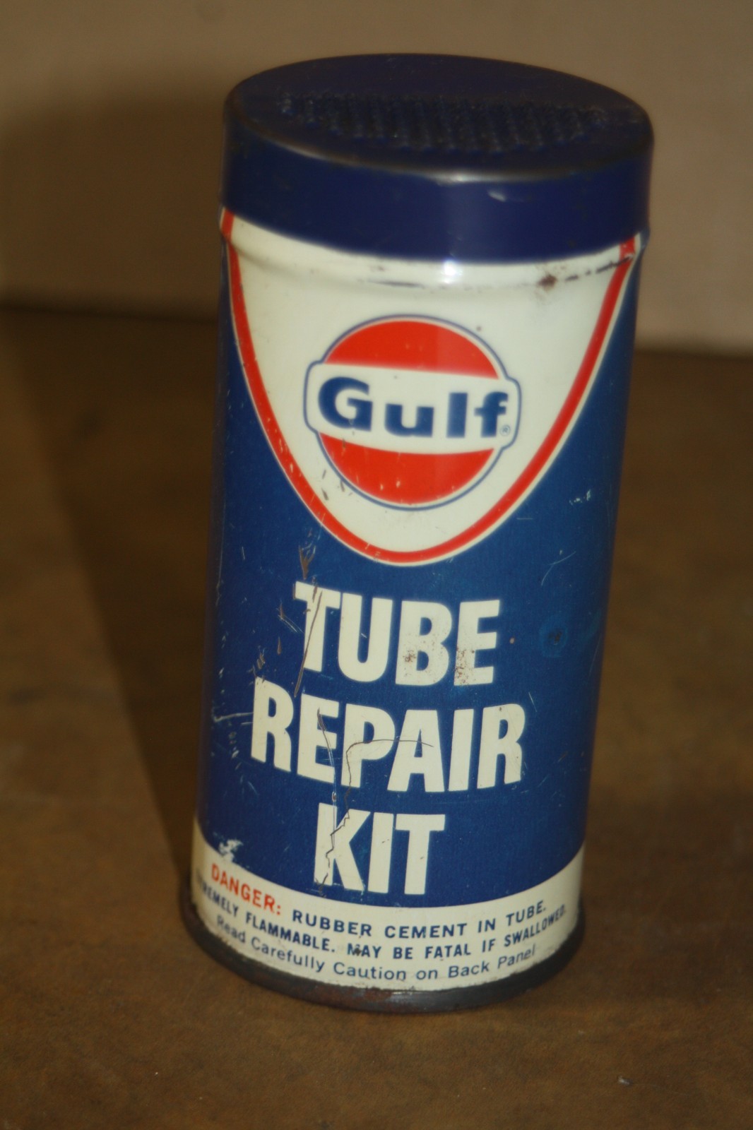 Vintage Empty Gulf Tube Repair Kit  -Metal Can