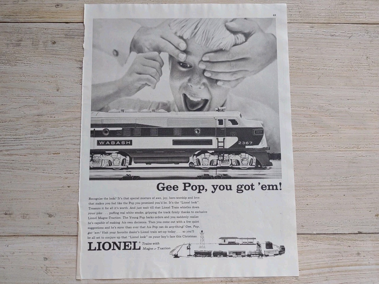 Vintage 1955 LIONEL Toy Trains COLLIER'S Magazine Print ADVERTISEMENT AD 10 x 13