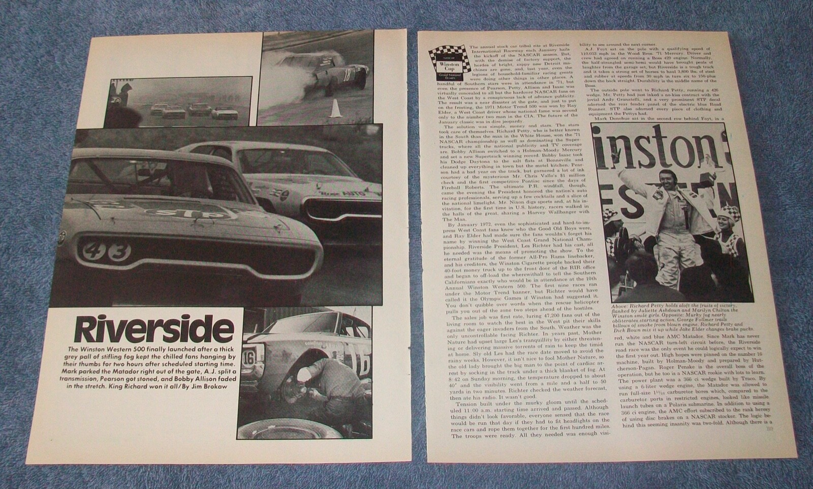 1972 NASCAR Winston Western 500 Race at Riverside Vintage Highlights Article