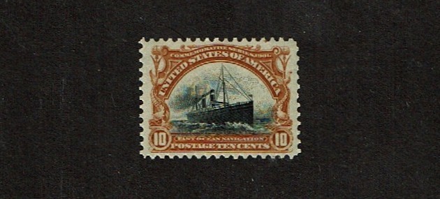 1901 U.S. Pan-Am Expo Series 10c Yel Brn & Blk OCEAN SHIP  Sc#299 M/NH/OG GEM
