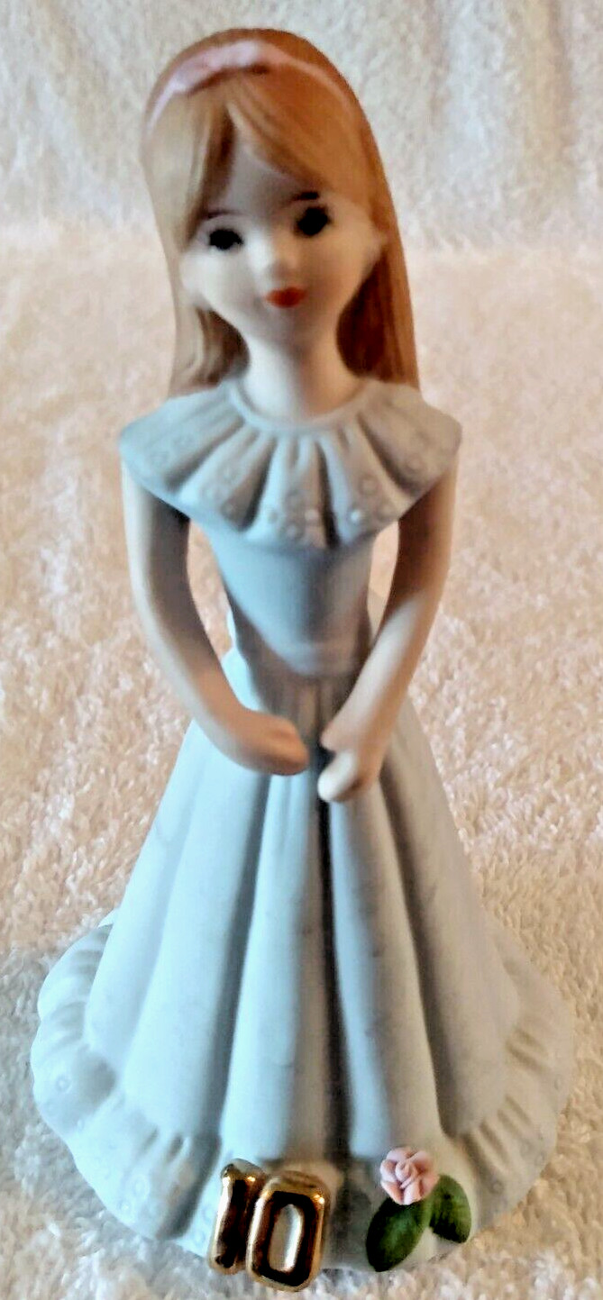 Vintage Enesco Age 10 Growing Up Birthday Girl Porcelain Figurine Vintage Enesco Age 10 Growing Up Birthday Girl Porcelain Figurine