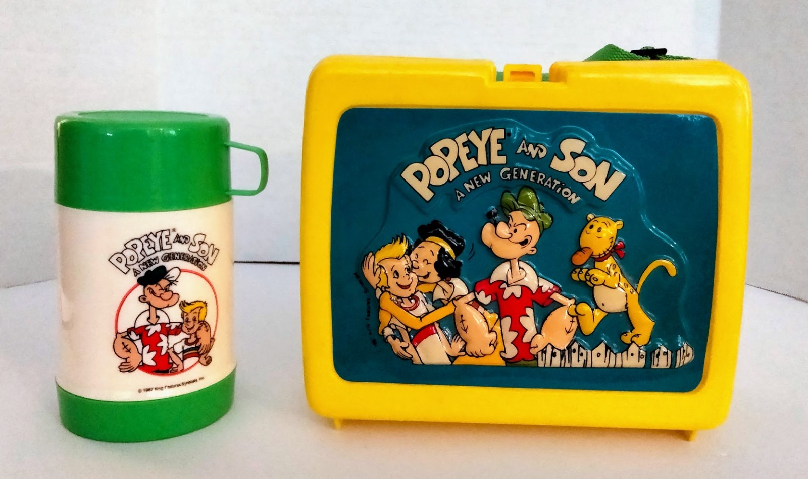 Vintage Popeye & Son A New Generation Plastic Lunch Box w/Thermos 1987 Vintage Popeye & Son A New Generation Plastic Lunch Box w/Thermos 1987