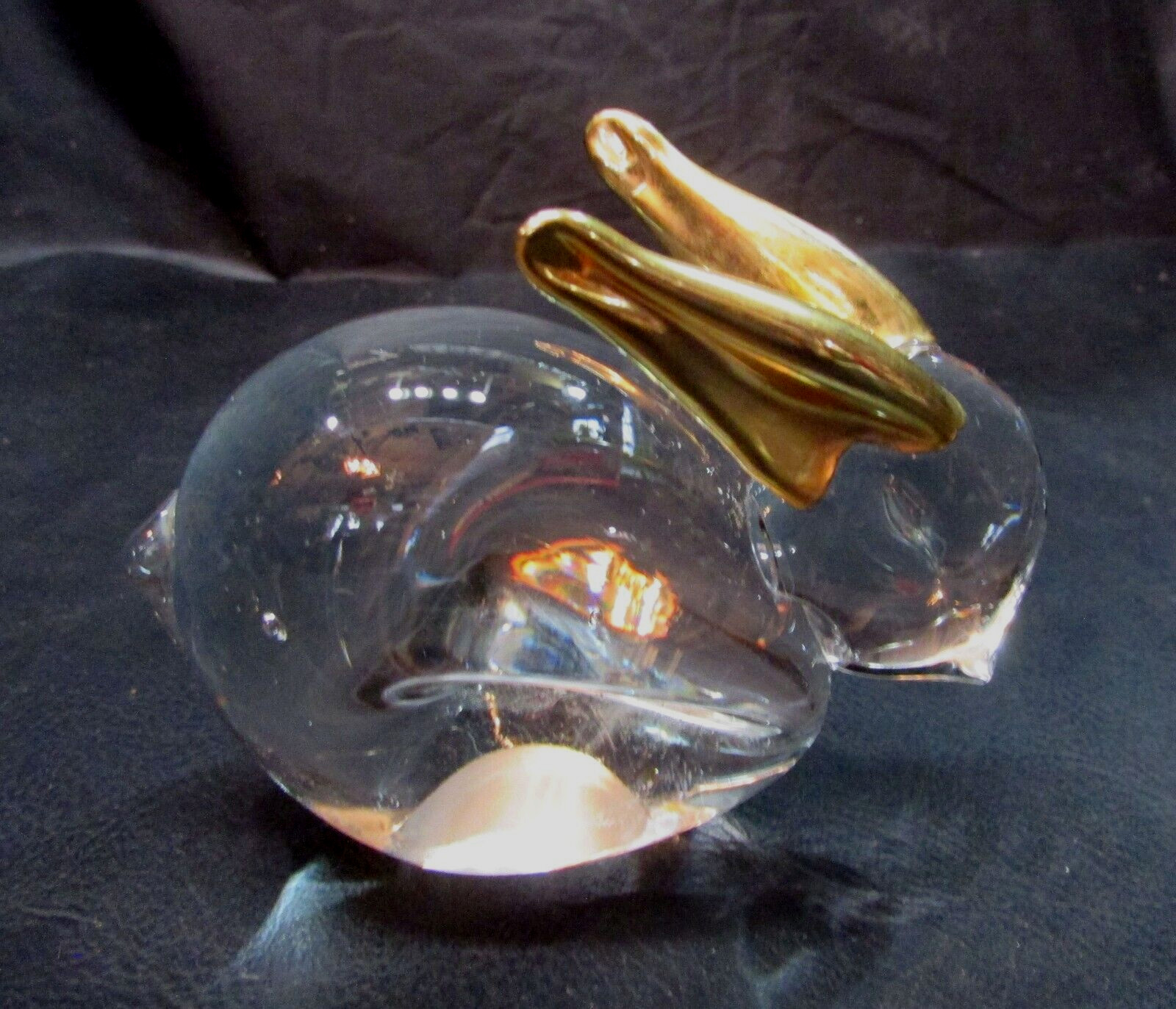 Vintage 1980's Heavy 8 oz Clear Art Glass Bunny Rabbit 3 Vintage 1980's Heavy 8 oz Clear Art Glass Bunny Rabbit 3