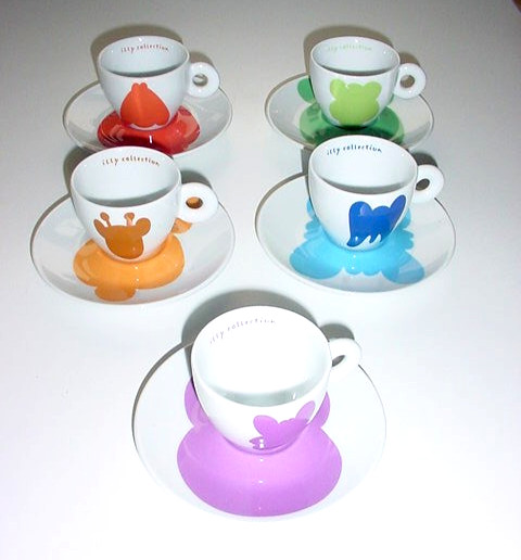 Jeff Koons 2001 Illy Art Collection Espresso Cups & Saucers - Set of 5 Rosenthal