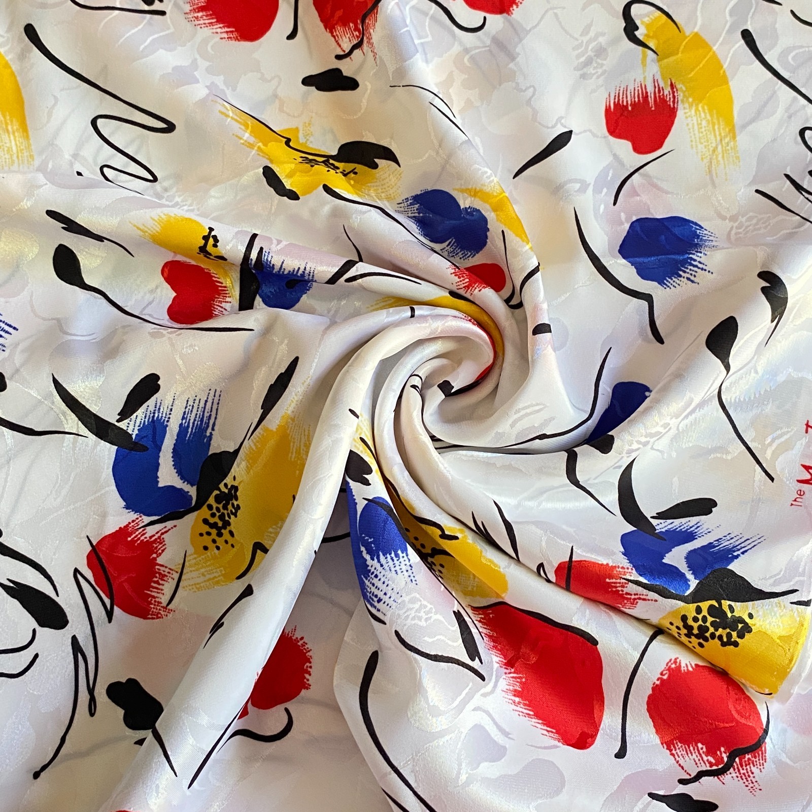 BTY 1980s Abstract Poly Brocade Fabric Apparel Dress Blouse